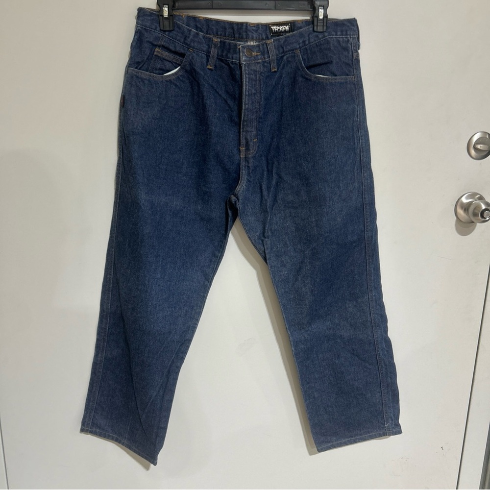 Men’s Tecgen SELECT Resistant Workwear Blue MEDIUM Wash Denim Jeans 38X37U.